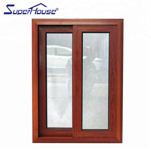 Superhouse US standard wooden grain color frame aluminium sliding window for house