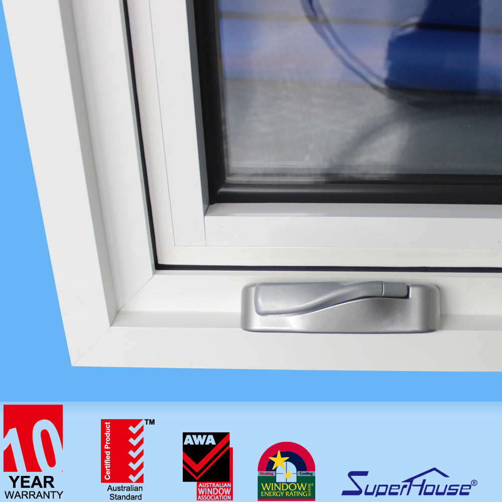 Superhouse double glazed American crank aluminum casement windows with retractable flynet