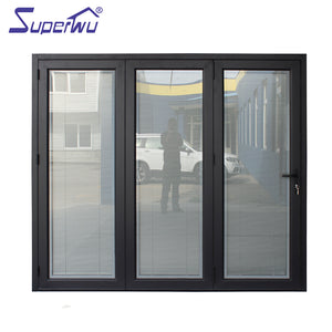 Superwu AS2047 prefab house horizontal AS2208 aluminium double glazed folding doors with build in blind