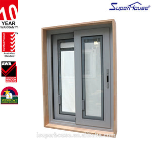 Suerhouse Aluminum windows and doors design fixed pane Glazing Sliding Windows Fire Rated Residential Window Blinds inside With Flynet