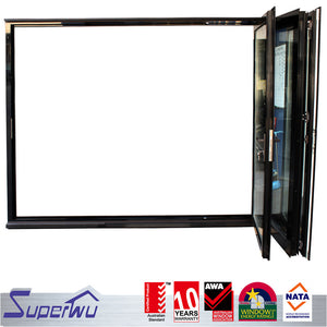 Superwu Superwu Shanghai Suppliers AS2047 Frame high quality German hardware Aluminium bifold door withTempered glass