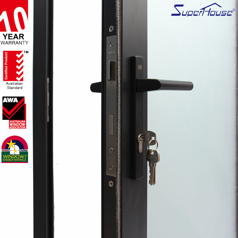 Suerhouse AAMA Single panel aluminum french doors exterior double tempered fiberglass shed doors