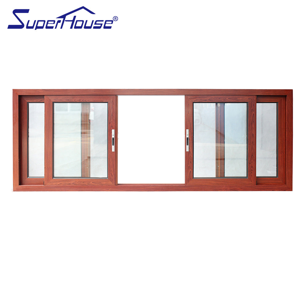 Superhouse aluminium frame sliding glass window wooden grain design