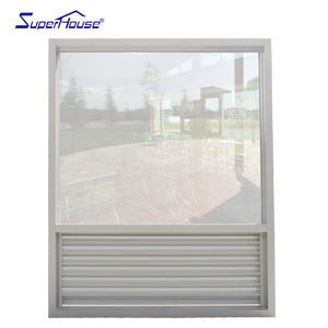 Superhouse Non-open glass windows aluminium fixed glass window with louvers