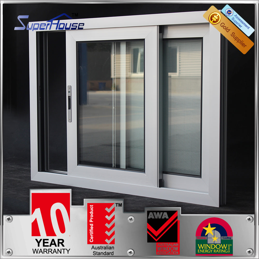 Superhouse AS2047 aluminium frame sliding glass window with mosquito net