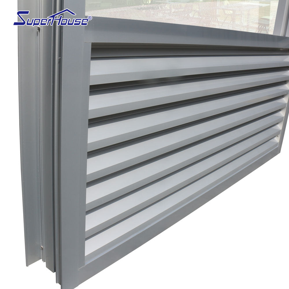 Superhouse Non-open glass windows aluminium fixed glass window with louvers