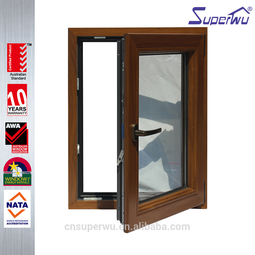 Superwu hurricane impact aluminium window frame and glass triple glass cheap price tilt turn windows