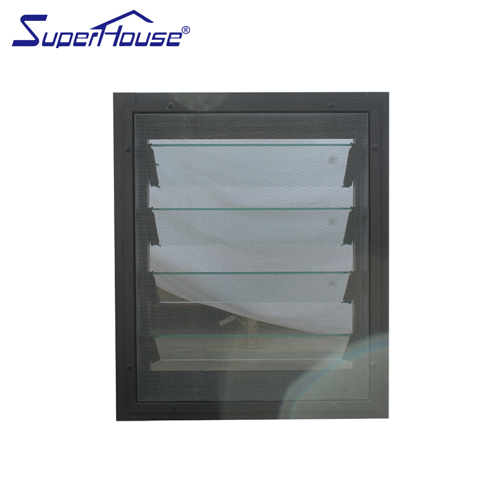 Superhouse Australia AS2047 standard and NOA standard adjustable glass louvre windows with Mosquito Net
