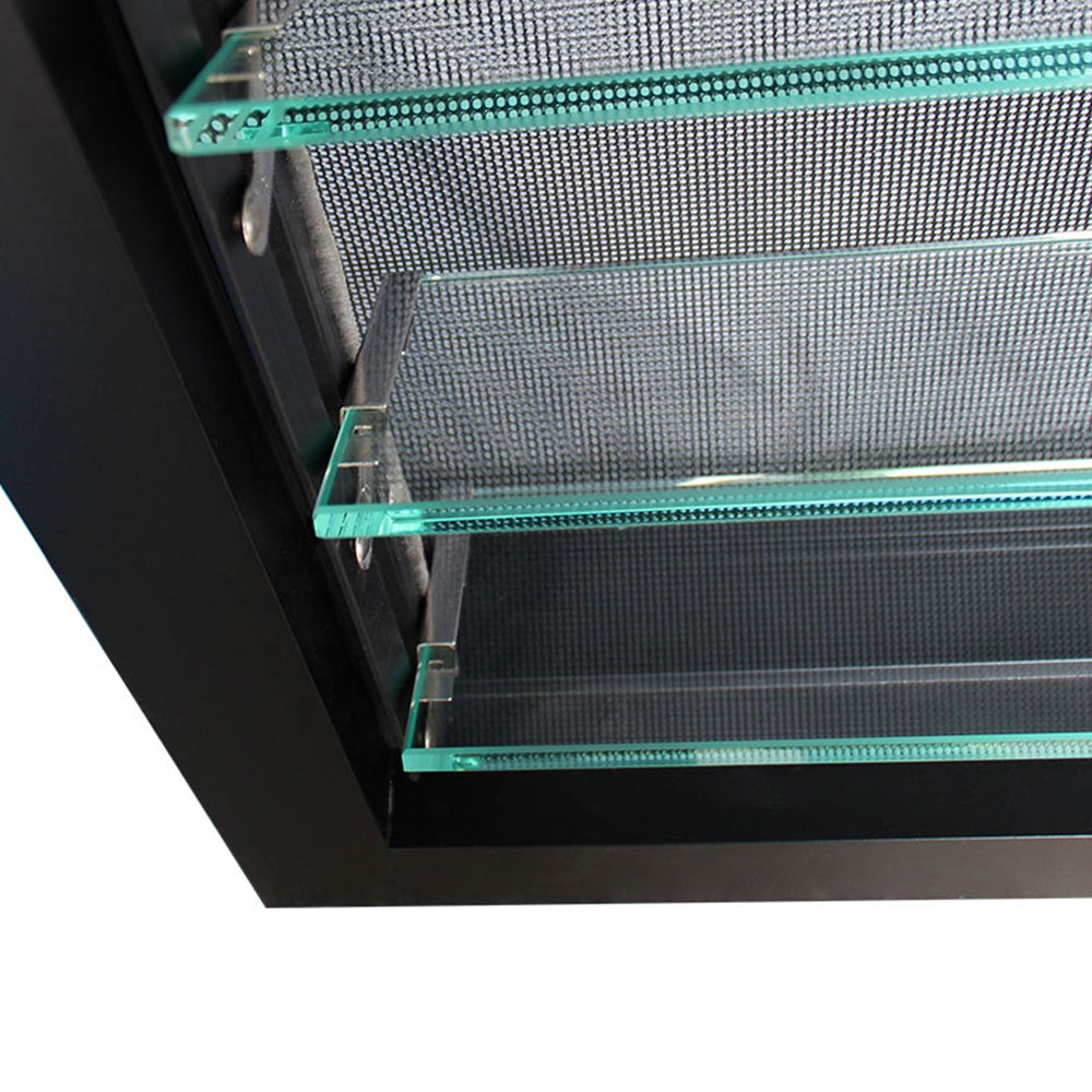 Superhouse NFRC AS2047 standard custom sale modern electric aluminium frame frosted durable glass louvre windows