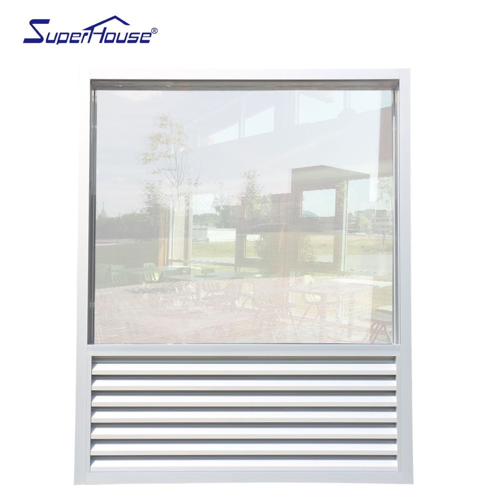 Superhouse Non-open glass windows aluminium fixed glass window with louvers