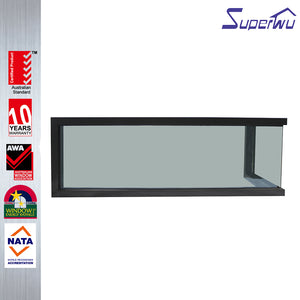 Superwu Aussie design corner turn large single panel Aluminum fixed frame window with double glaze