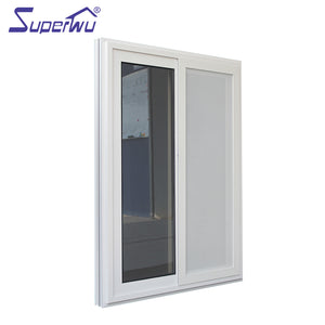 Superwu Cheap residential aluminium sliding glass windows with aluminium security mesh