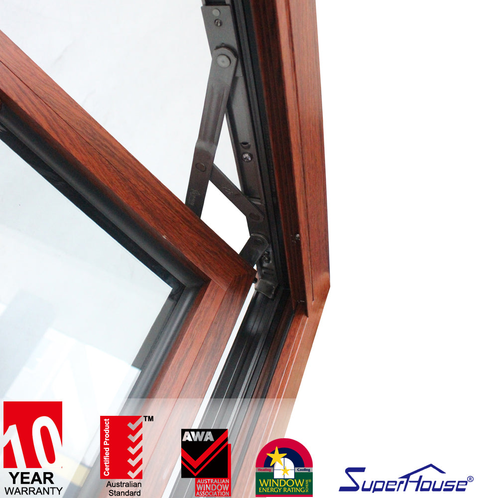 Suerhouse aluminium frame 3 glass wood windows grills design solid wood windows