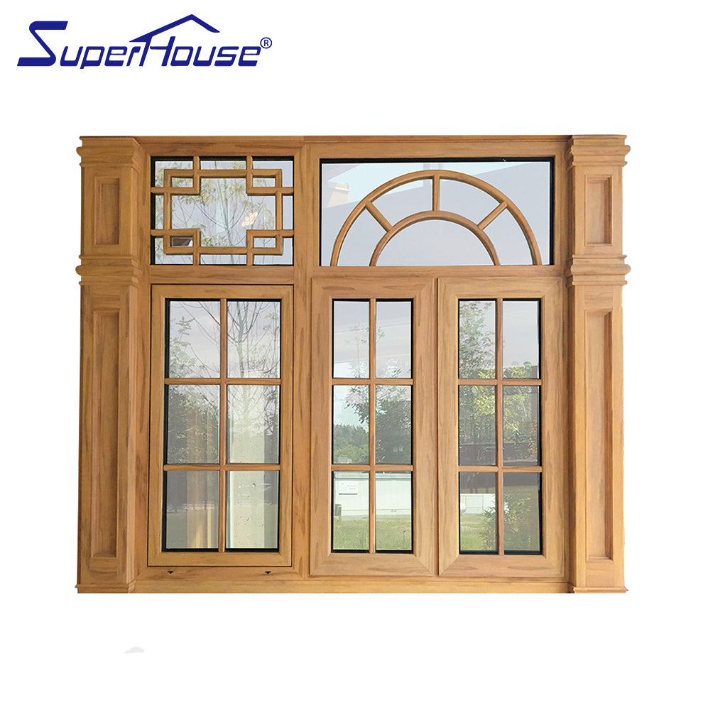 Suerhouse toughened glass aluminium round window half round windows casement alu wood windows