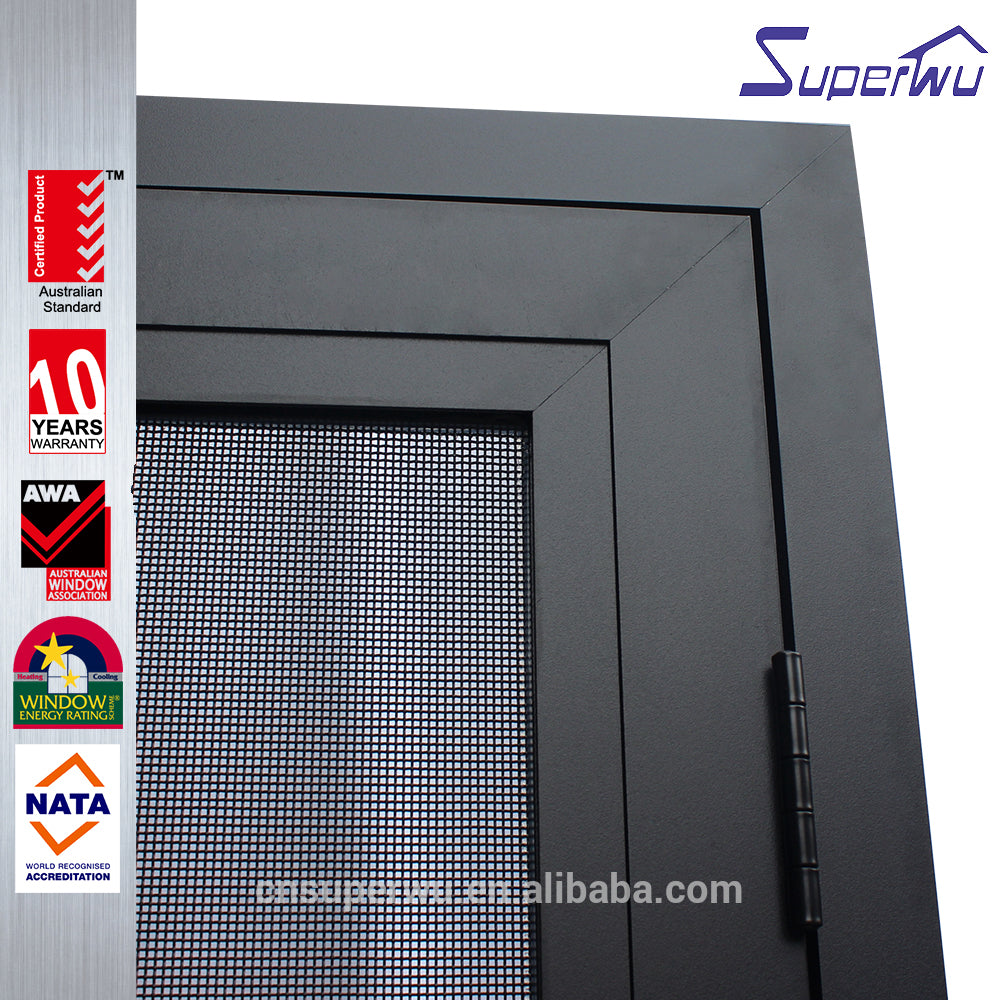 Superwu Australian standard AS2047 security screen door design stainless steel mesh double aluminum casement door