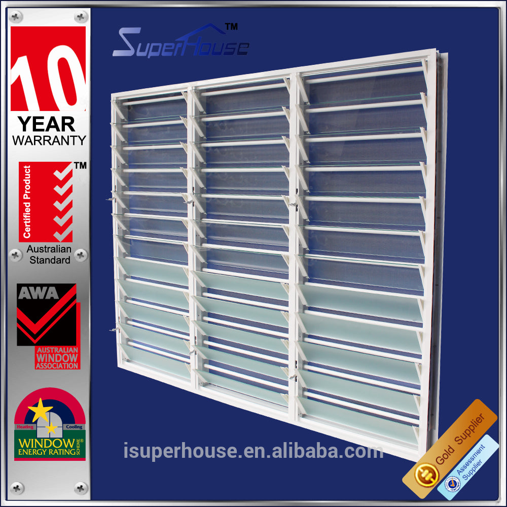 Suerhouse Hot Selling Louvre Window with Security Bar Aluminum Alloy Vertical Fixed