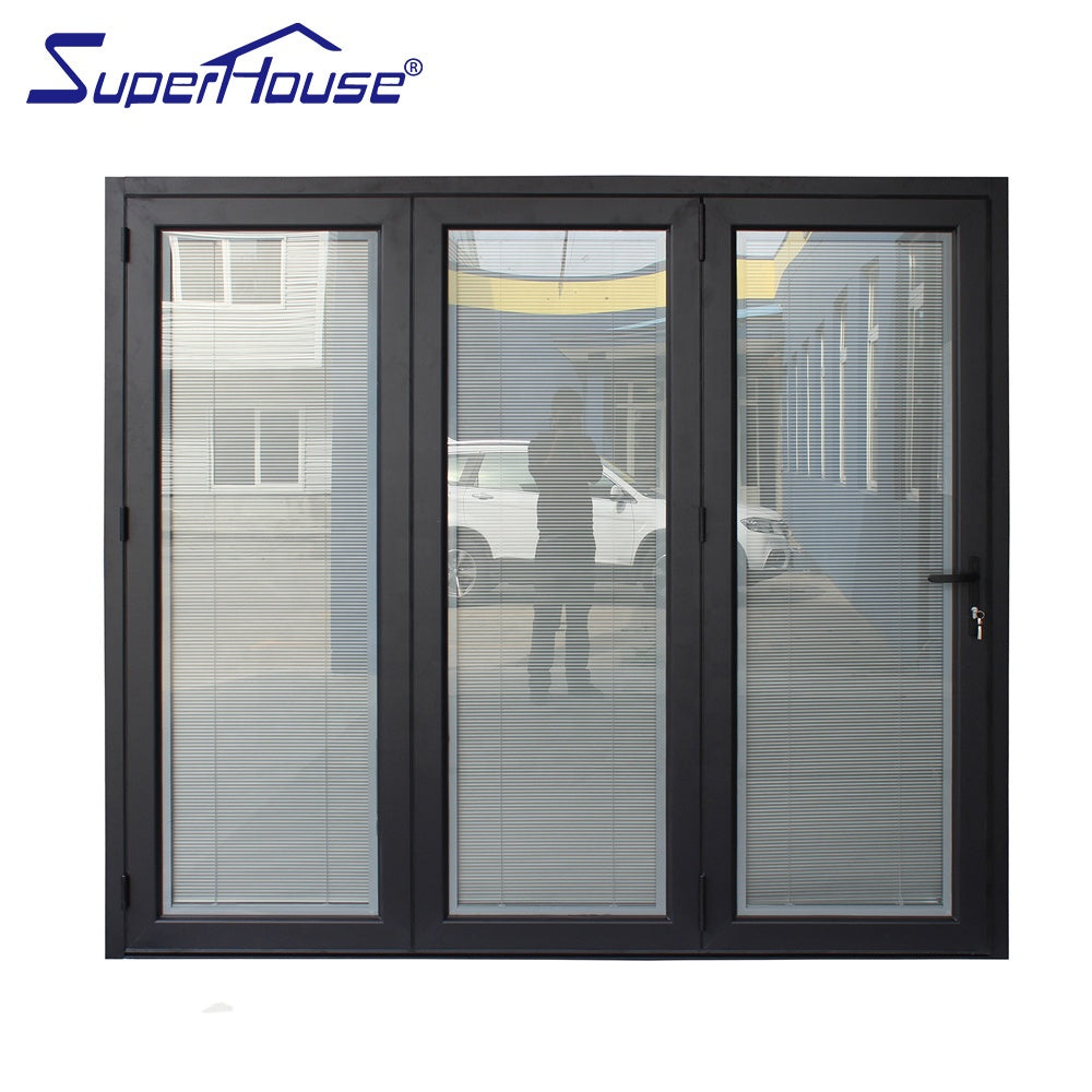 Superhouse USA Canada Australia market bi-fold doors with insert glass blinds