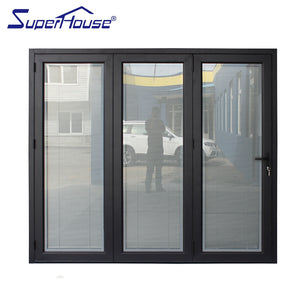 Superhouse USA Canada Australia market bi-fold doors with insert glass blinds