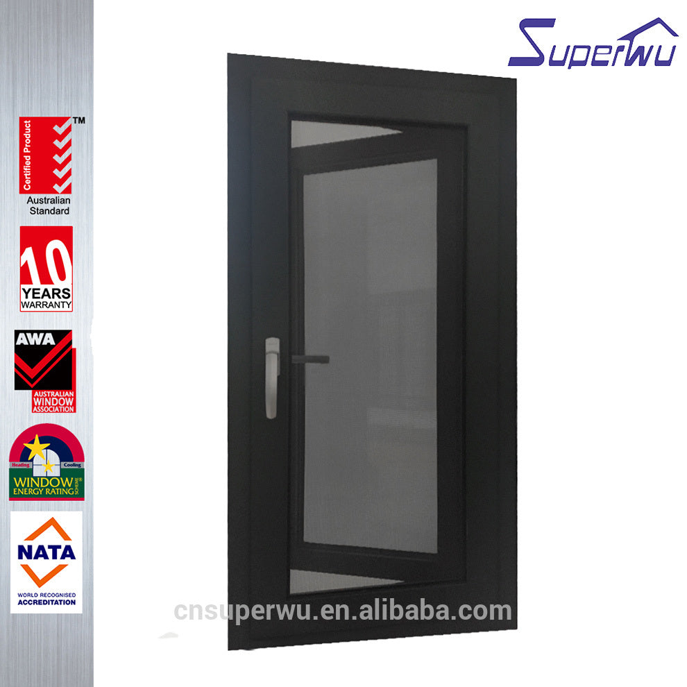 Superwu NOA code waterproof frosted glass european style glass replacement casement windows for terrace