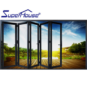 Superhouse America Style Shop Front Door Designs Folding Windows&door with Double Tempered Glass Accordion Doors Aluminum Alloy Exterior