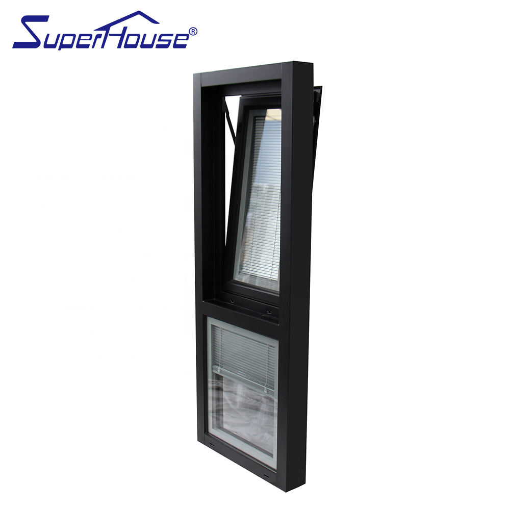 Superhouse EU market CE certified high energy saving awning window with double glass and blind inside