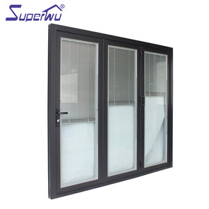 Superwu Miami-Dade County Approved Hurricane Certification Built-in shutter aluminium frame folding door for living room
