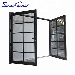 Suerhouse Superhouse double glass aluminium soundproof used exterior french doors for sale