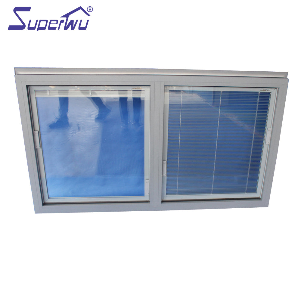 Superwu high quality aluminum glazed fixed window with movable blind shutter inside for house safety