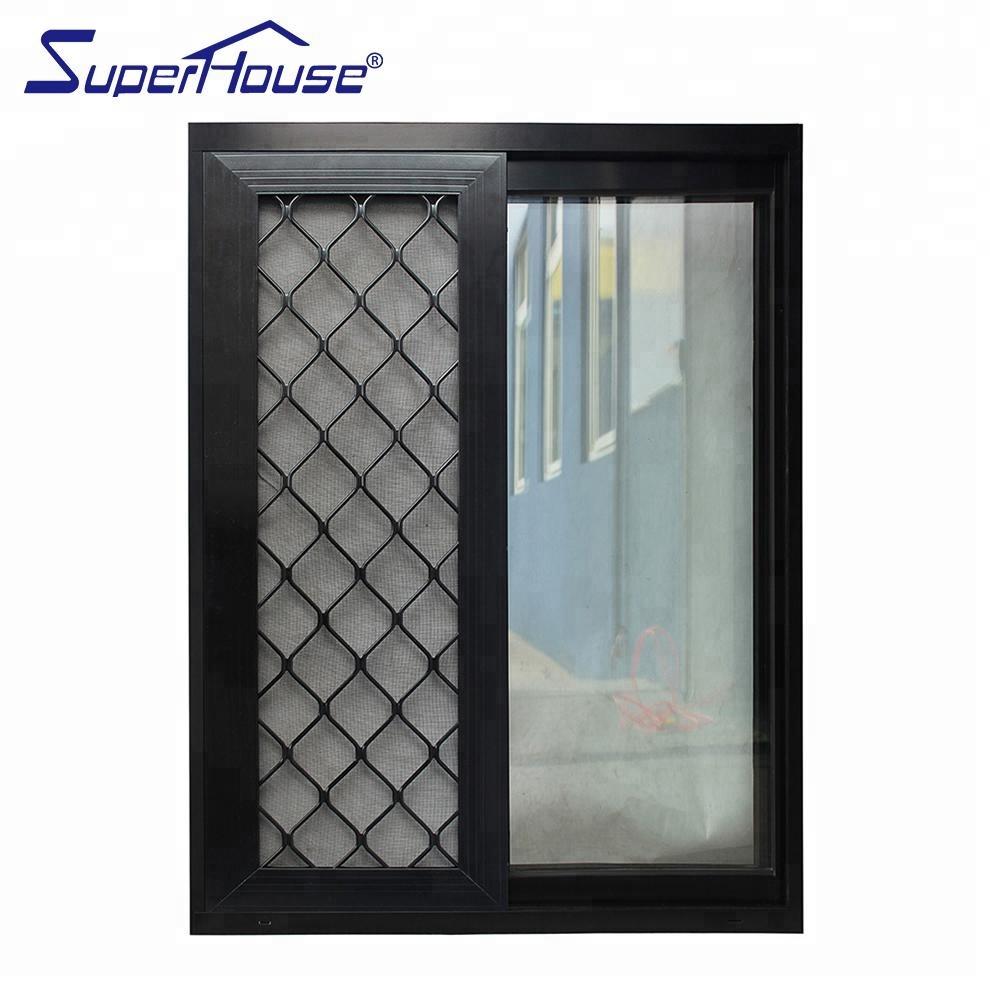 Superhouse Strong Aluminum glass door Window With Security Mesh Iron Grill Design