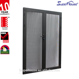 Suerhouse China factory AS2047 standard fire rating Aluminium frame Stainless Steel Screen Double hinge doors External