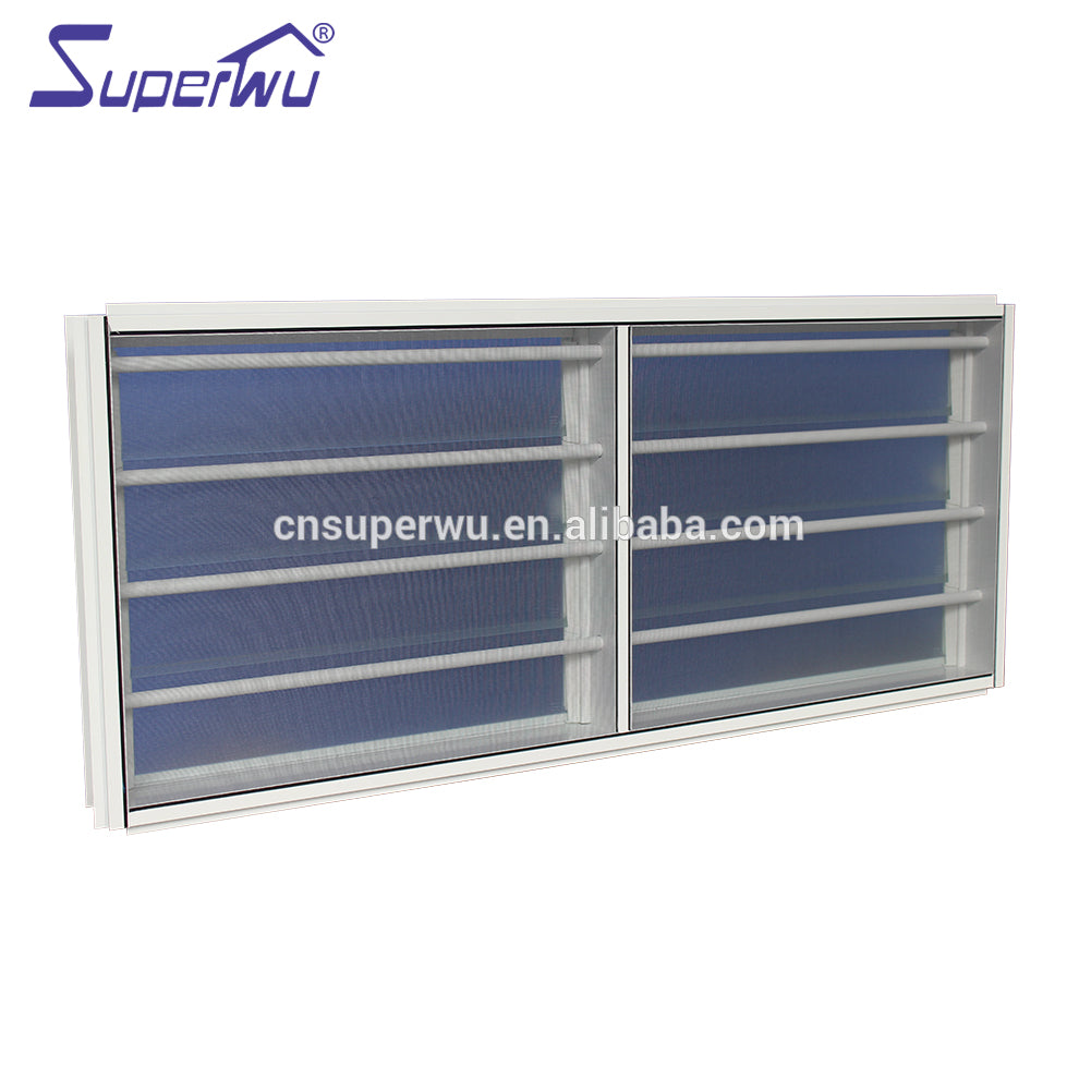 Superwu AAMA AS2047 Standard exterior manual adjustable frosted glass aluminium louver window for bathroom