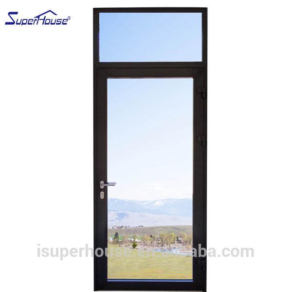 Superhouse Black aluminium low E glass hinged doors with blue sky