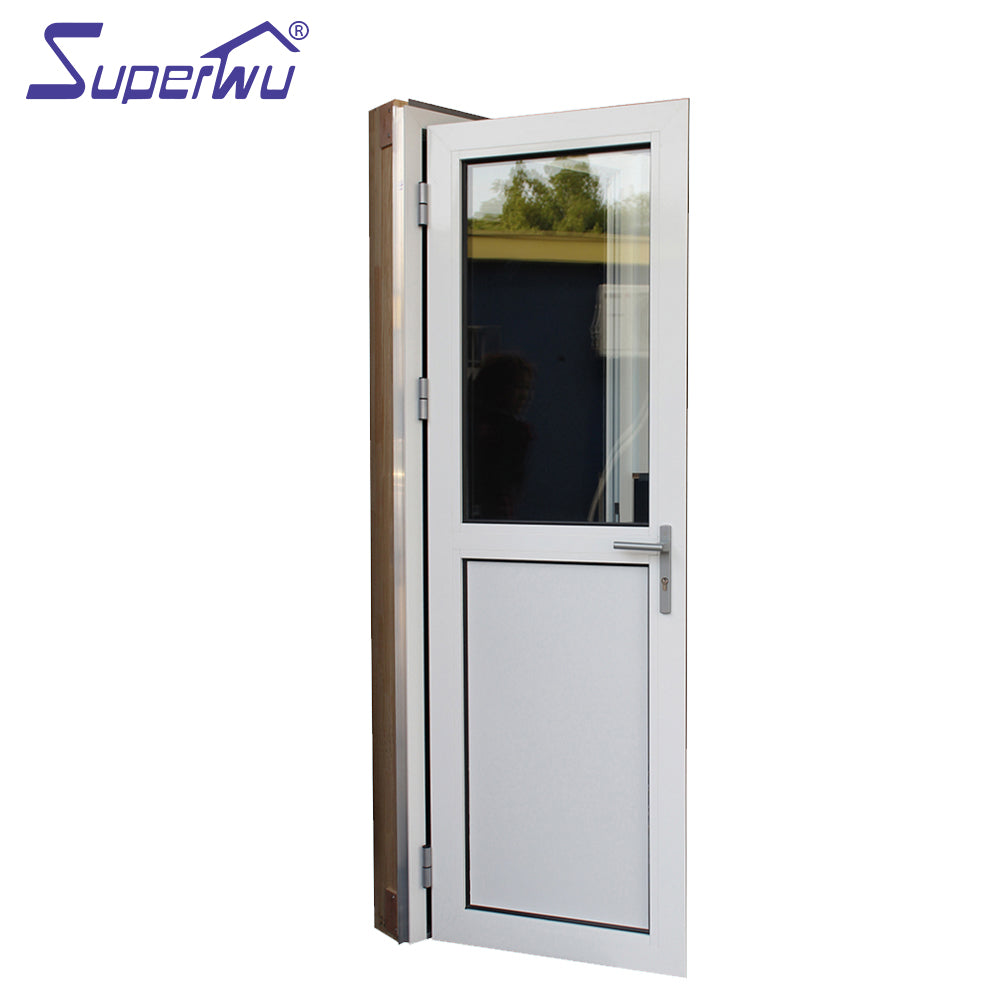 Superwu Wooden frame aluminum Half glass hinged doors