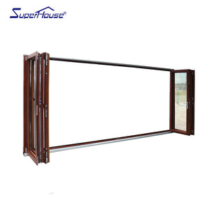 Superhouse Countryside red wooden 10m width aluminum folding stack door partition wall