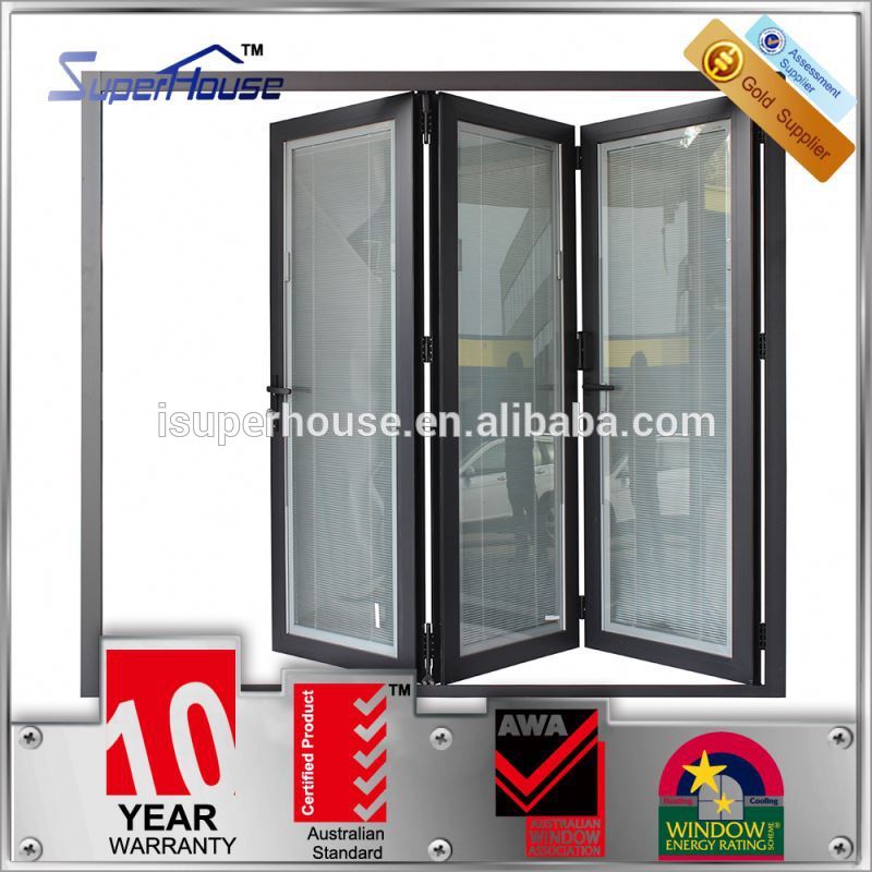 Suerhouse Australia AS2047 standard double glass economic sliding and folding door mechanism with blinds inside