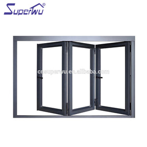 Superwu High Quality Aluminum Glass Bifold Window Folding sliding aluminum windows prices