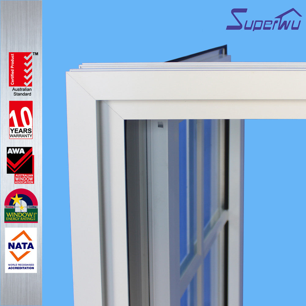 Superwu American style chain winder open window aluminum casement window with colonial bars supplier