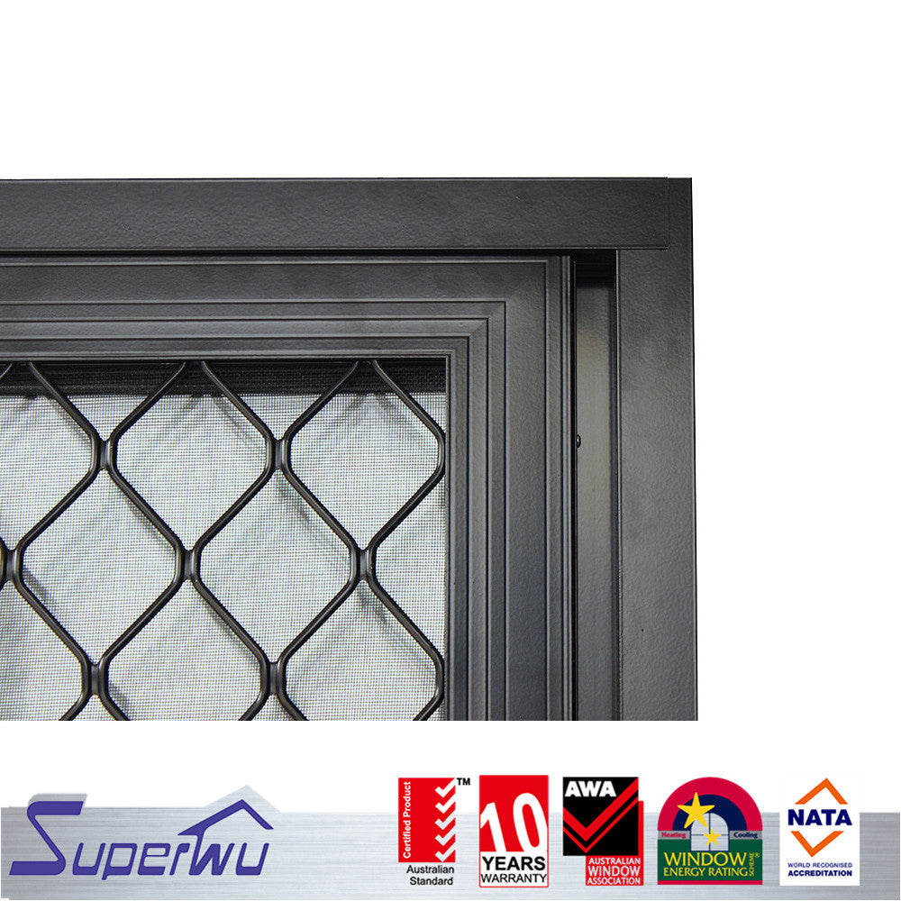 Superwu 2017 modern grill designs aluminum sliding door with large glass panel