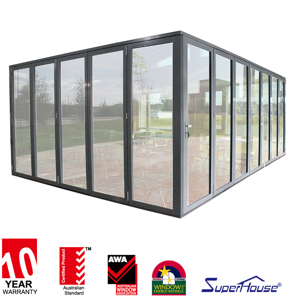 Superhouse China supplier Australia Standard AS2047/As/Nzs2208 As1288 outdoor aluminium glass bi folding door