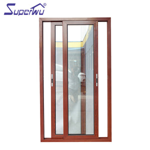 Superwu Aluminium sliding door skin wooden color design as kitchen entry door