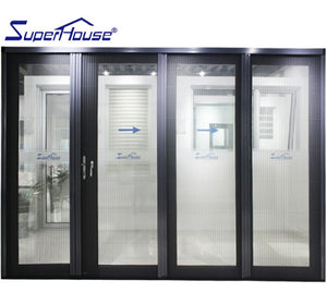 Superhouse America Style Shop Front Door Designs Folding Windows&door with Double Tempered Glass Accordion Doors Aluminum Alloy Exterior