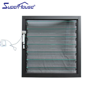 Superhouse Australia AS2047 standard and NOA standard fixed adjustable glass louvre window with motor