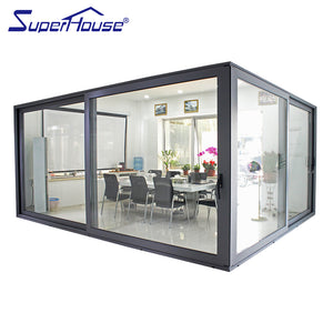 Superhouse Energy rating aluminium bullet proof thermal break corner sliding doors Australia Standard