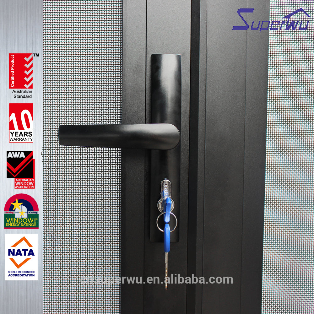 Superwu high quality Aluminum Profile security screen door design stainless steel mesh double casement french door