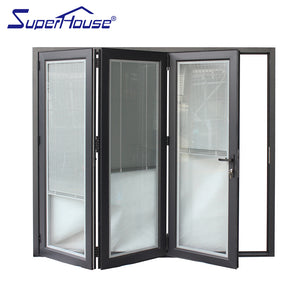 Suerhouse Double glazing folding door track aluminum louvered bifold doors gates