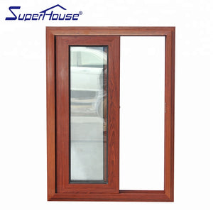 Superhouse US standard wooden grain color frame aluminium sliding window for house