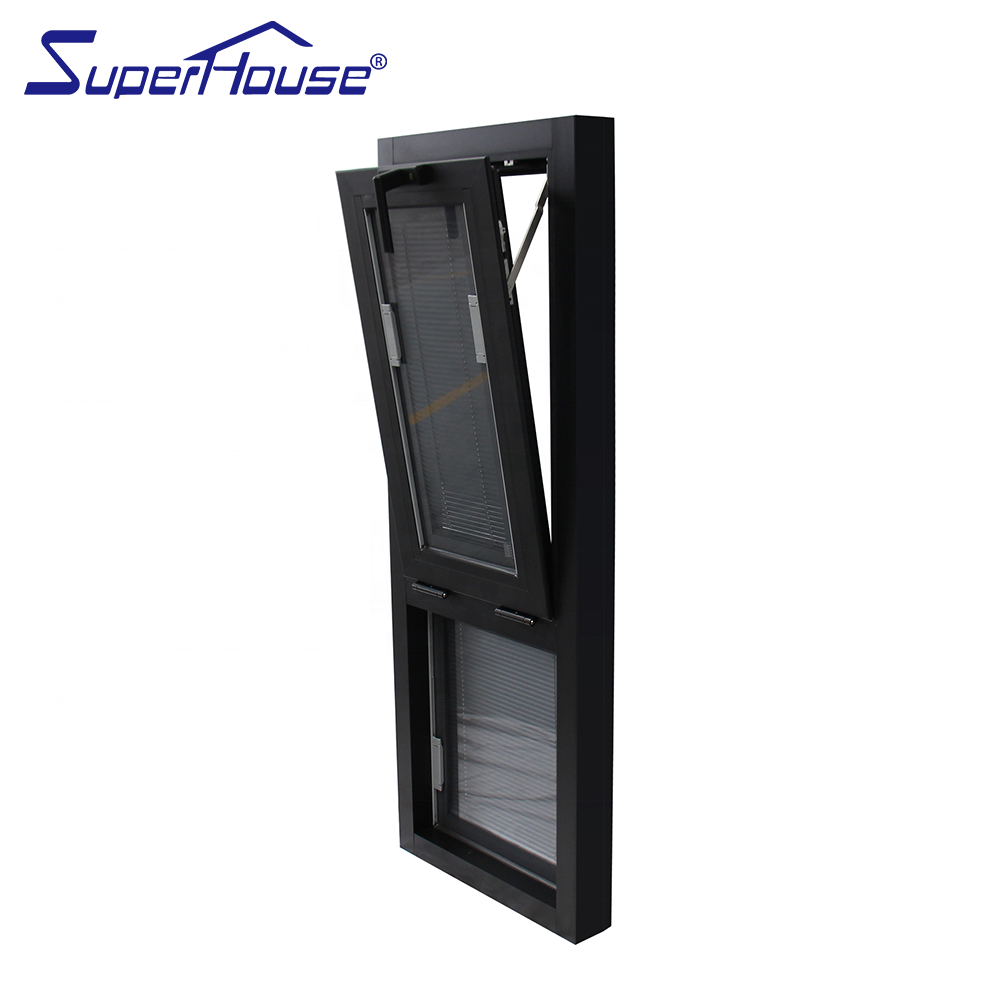 Superhouse EU market CE certified high energy saving awning window with double glass and blind inside