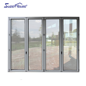 Suerhouse Door Design Double Glass Australia Standard As2047/uk Standard Four Panel Folding Accordion/folding Door Aluminum Alloy Exterior
