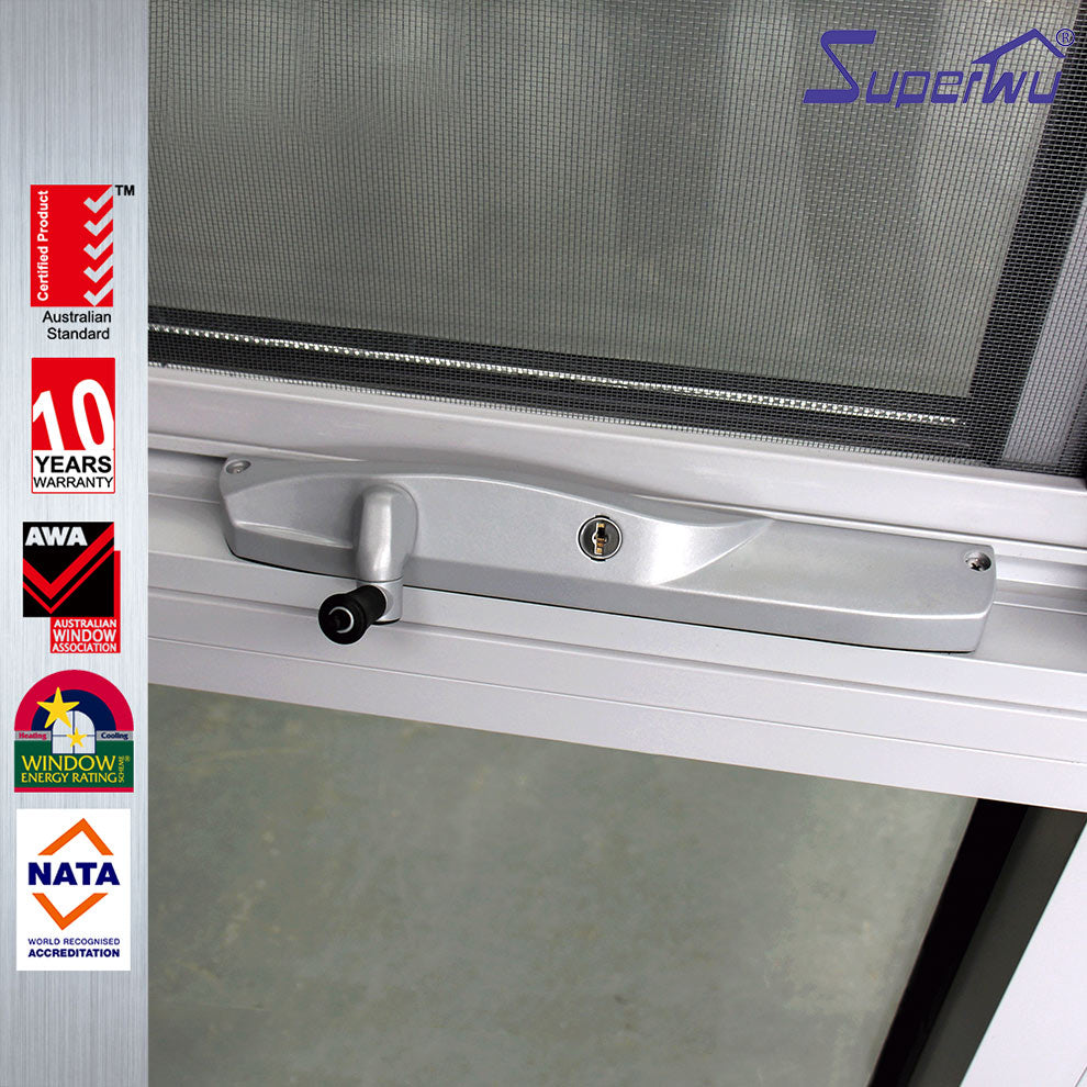 Superwu 2019 new fiberglass mosquito net aluminum main sliding door design with awning window