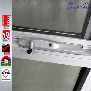 Superwu 2019 new fiberglass mosquito net aluminum main sliding door design with awning window